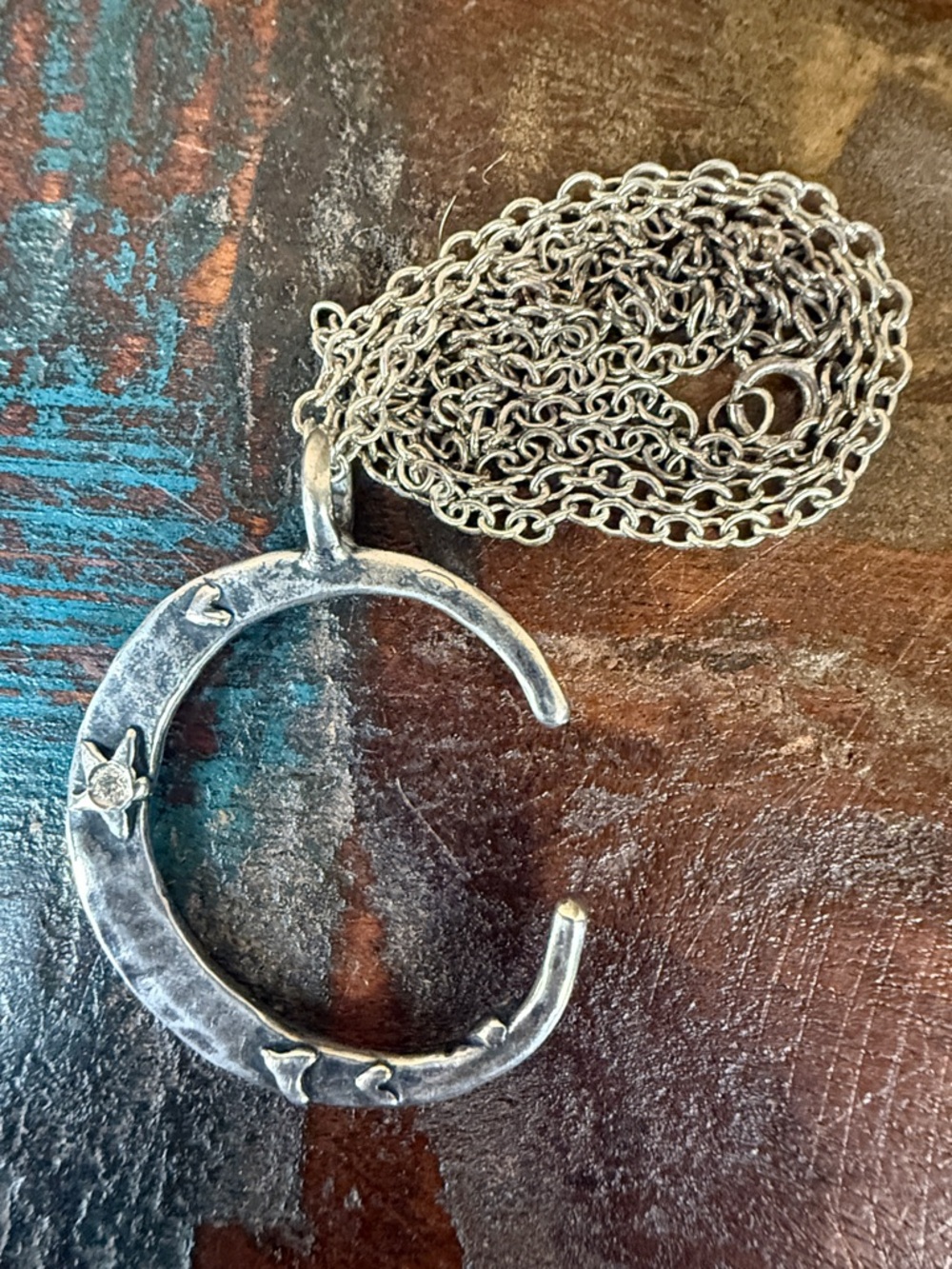 Jes MaHarry crescent moon sterling silver diamond necklace. New in box.